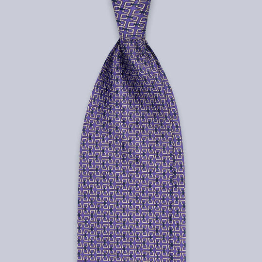 Purple White Chain Lock Silk Tie