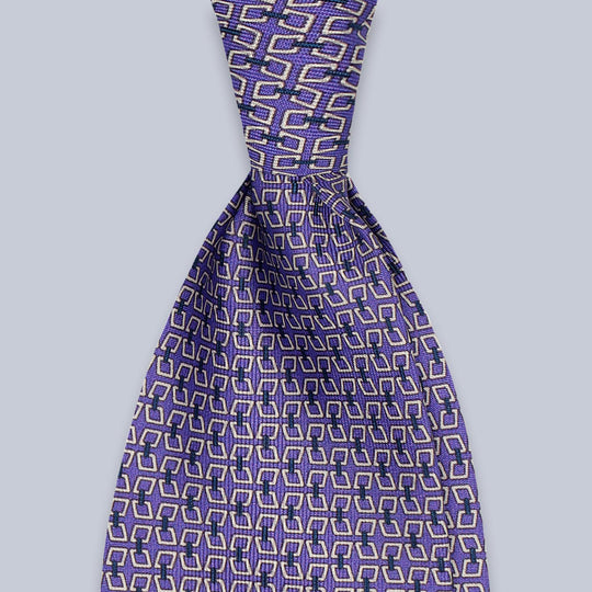 Purple White Chain Lock Silk Tie