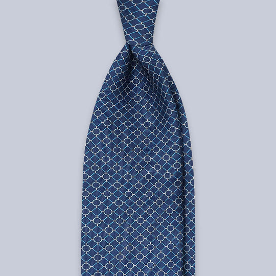 Sea Blue Mix Chain Printed Silk Tie