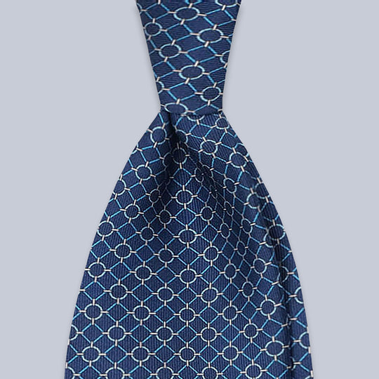 Sea Blue Mix Chain Printed Silk Tie