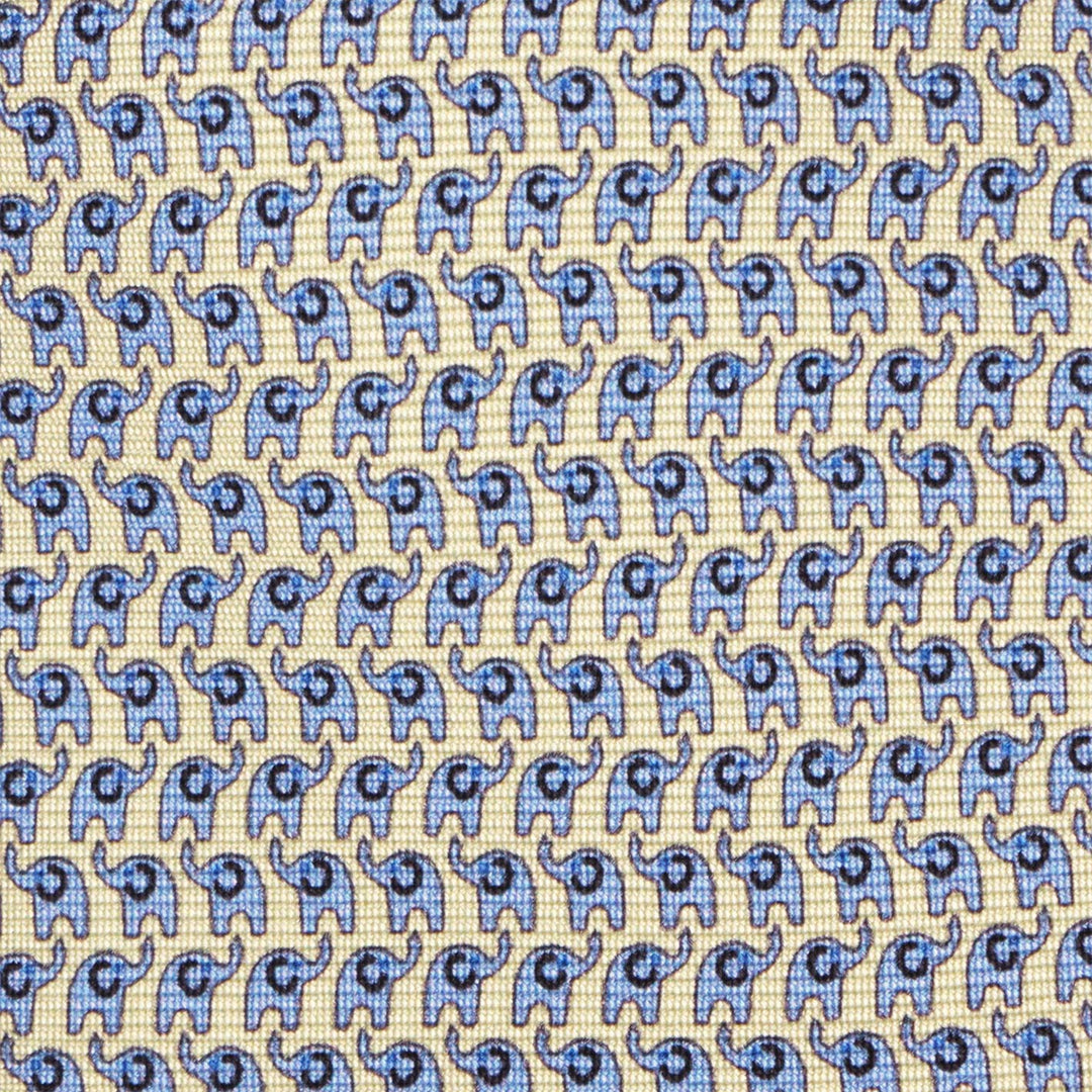 Yellow Blue Animal Printed Silk Tie