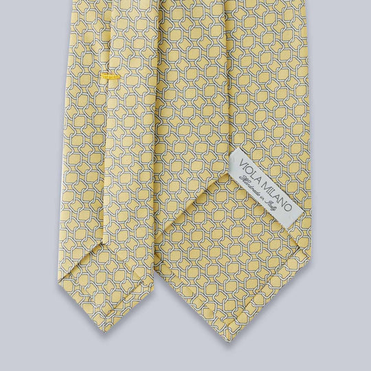 Yellow Geometric Roman Maillon Silk Tie