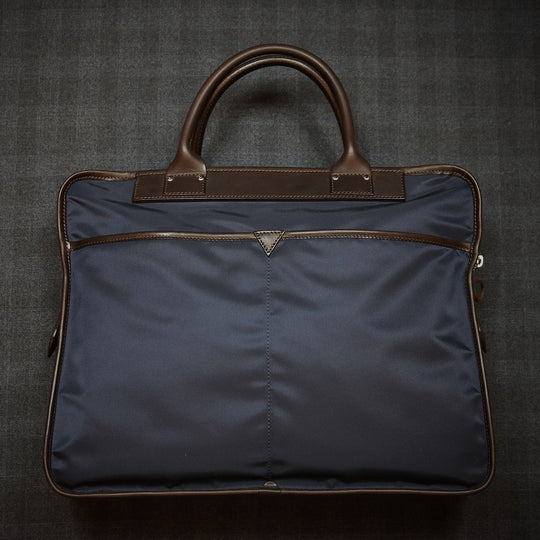 Navy Canvas Leather Briefcase