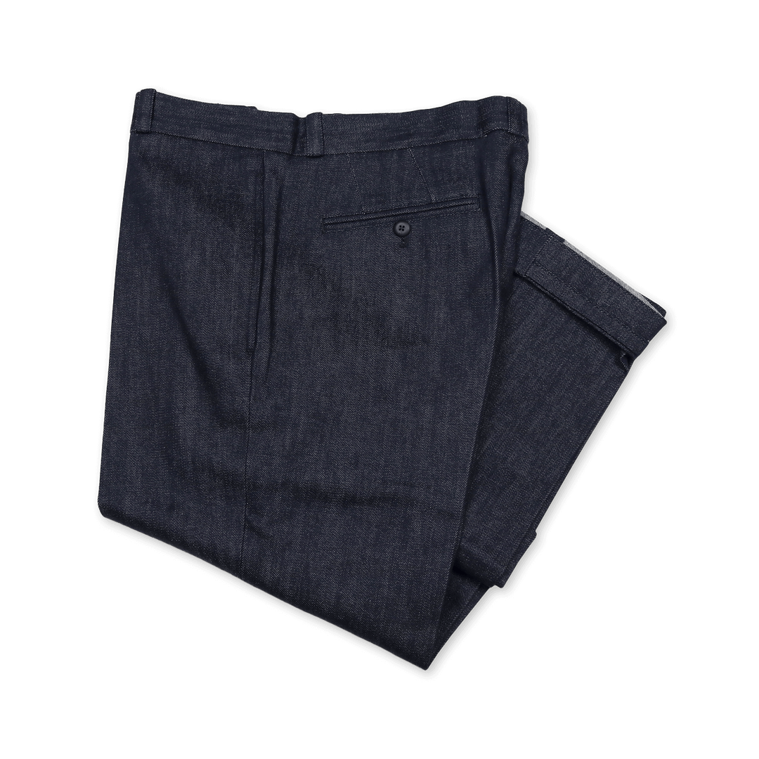 Navy Denim Cotton Trousers