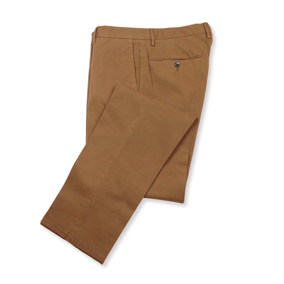 Tobacco Brown Cotton Slim Fit Trousers