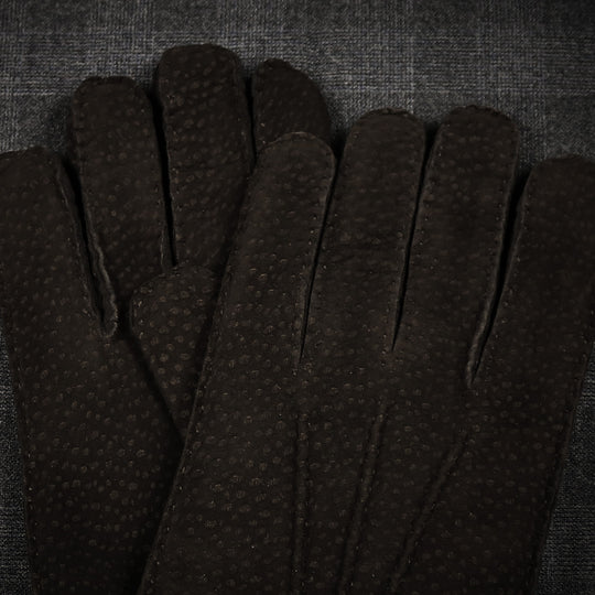 Dark Brown Cashmere Lined Carpincho Gloves