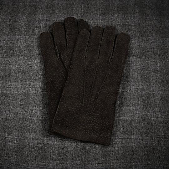 Dark Brown Cashmere Lined Carpincho Gloves