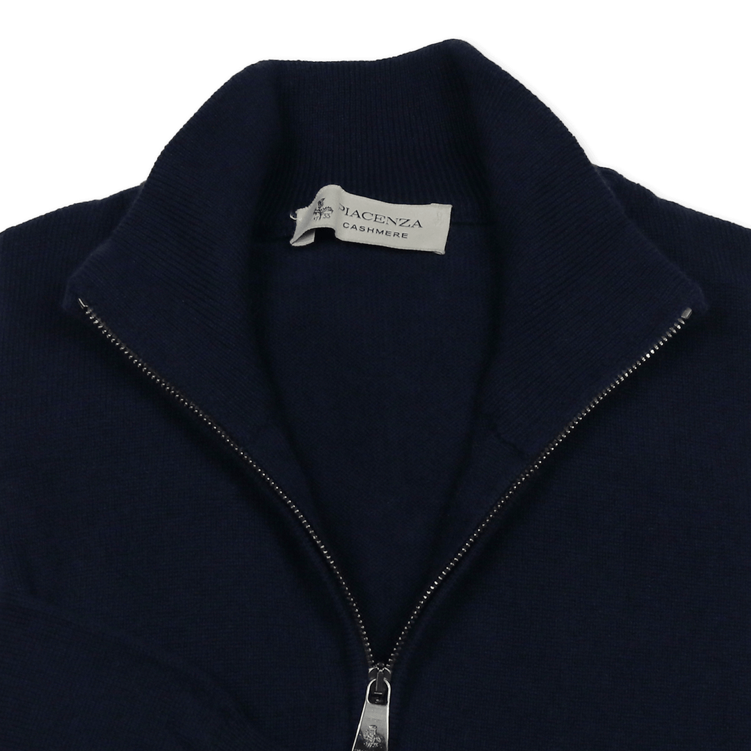 Navy Cashmere Half Zip Sweater