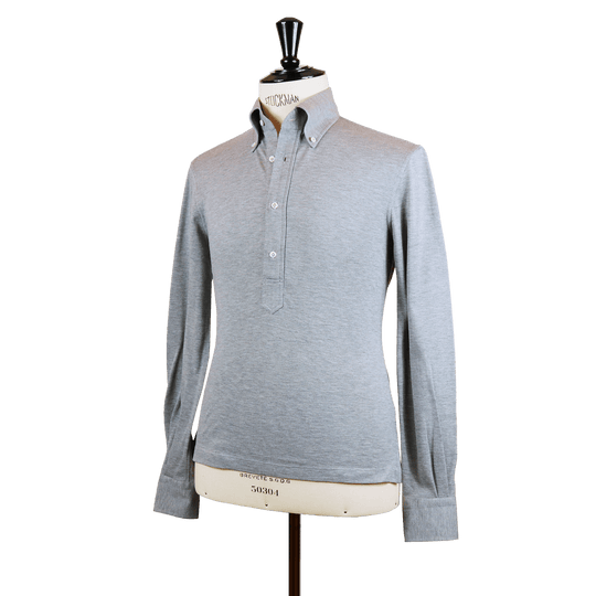 Grey Jersey Button Down Popover Shirt