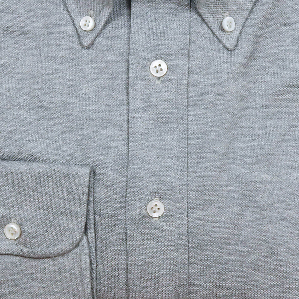 Grey Jersey Button Down Popover Shirt