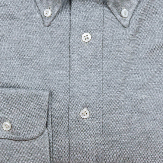Grey Jersey Button Down Popover Shirt