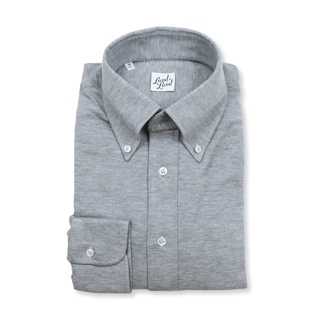 Grey Jersey Button Down Popover Shirt