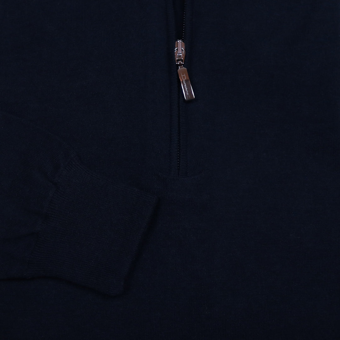 Navy Cotton Cashmere Half Zip Sweater