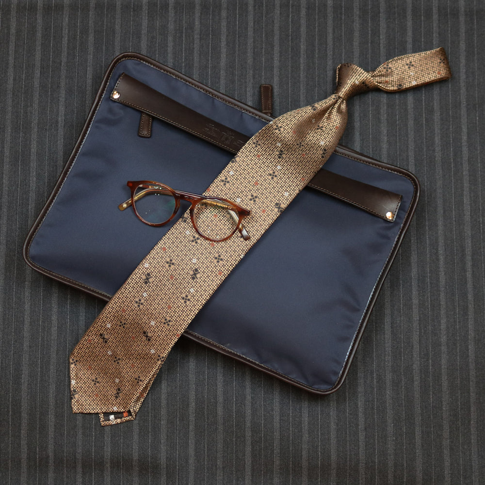 Bronze Gold Geometric Silk Tie