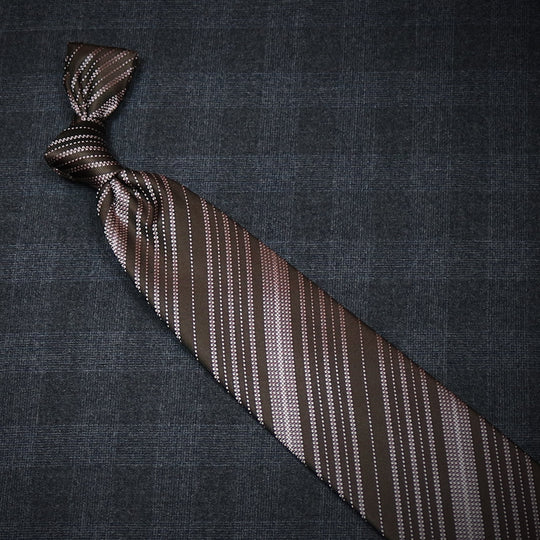 Brown Bronze Striped Silk Tie