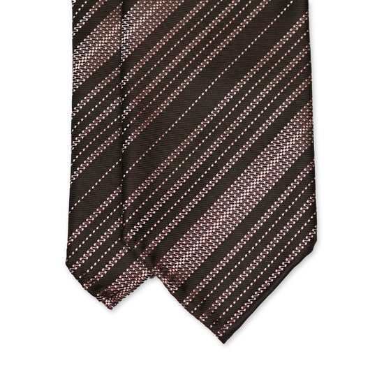 Brown Bronze Striped Silk Tie