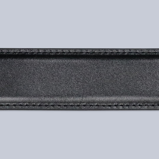 Black Stitched Wide Calf Leather Belt