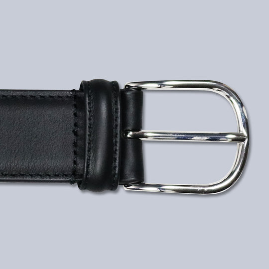 Black Wide Nappa Calf Leather Belt