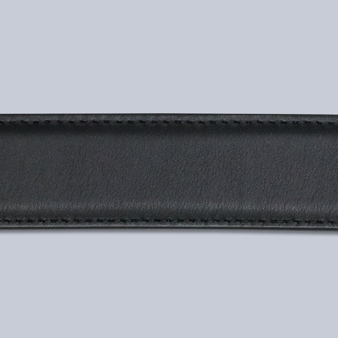Black Wide Nappa Calf Leather Belt