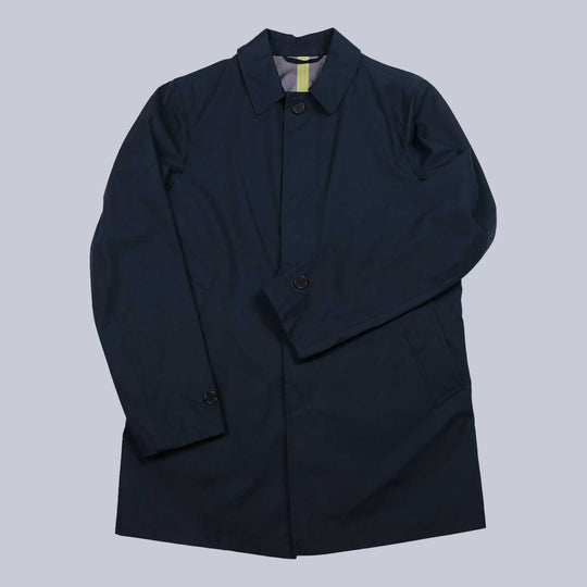 Navy Short Cotton Blend Rain Coat
