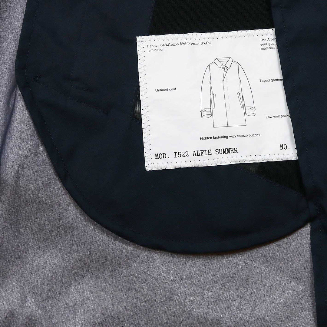 Navy Short Cotton Blend Rain Coat