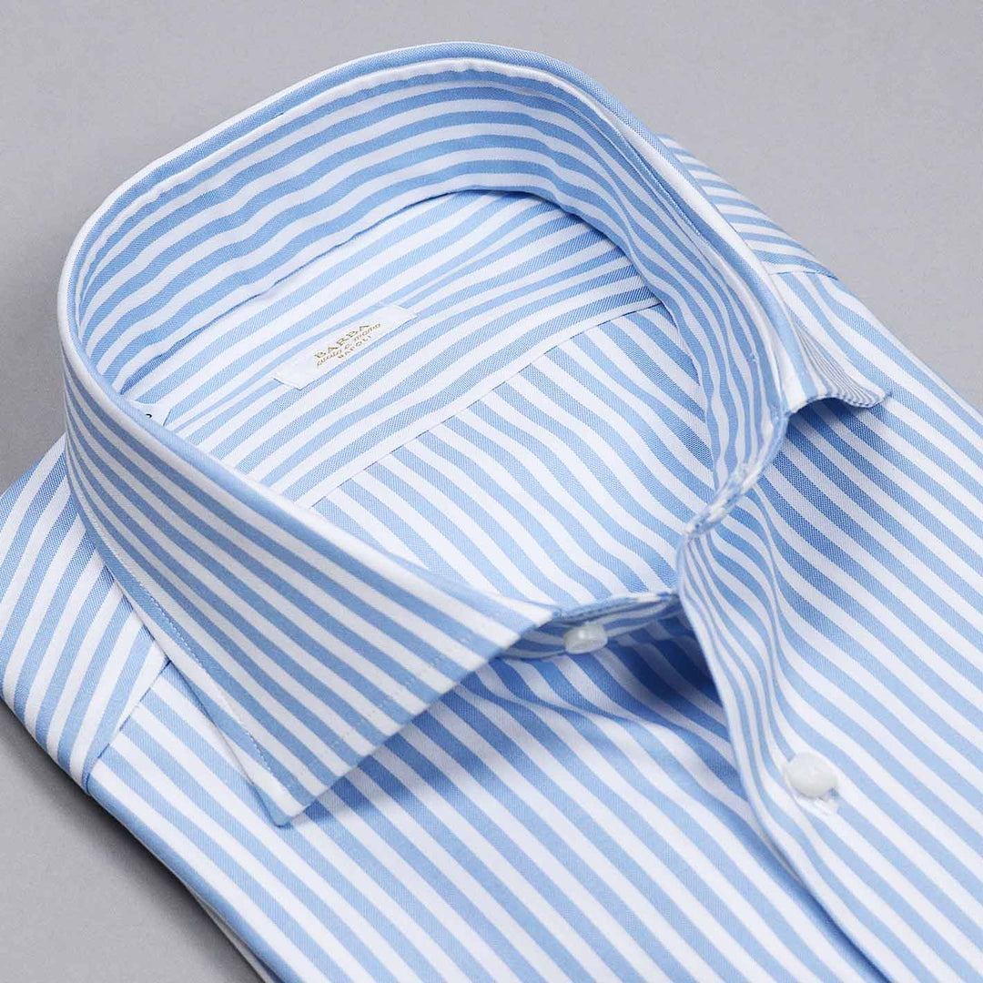 White Striped Regular Fit Cutaway Shirt