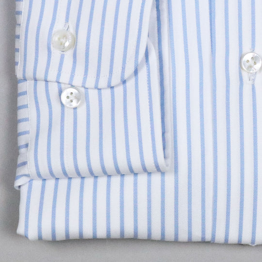 White Blue Striped Slim Fit Cutaway Shirt