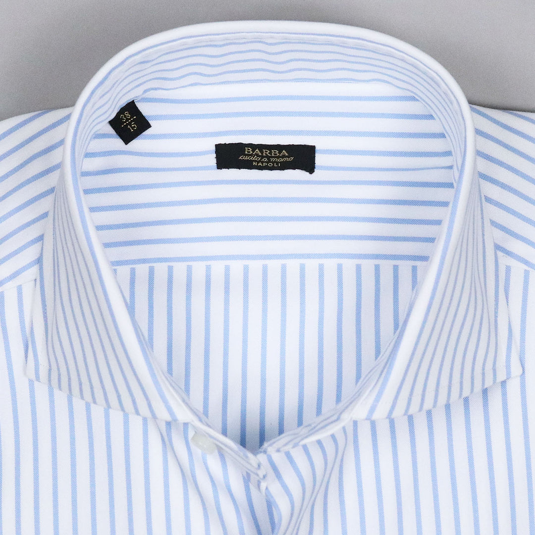 White Blue Striped Slim Fit Cutaway Shirt