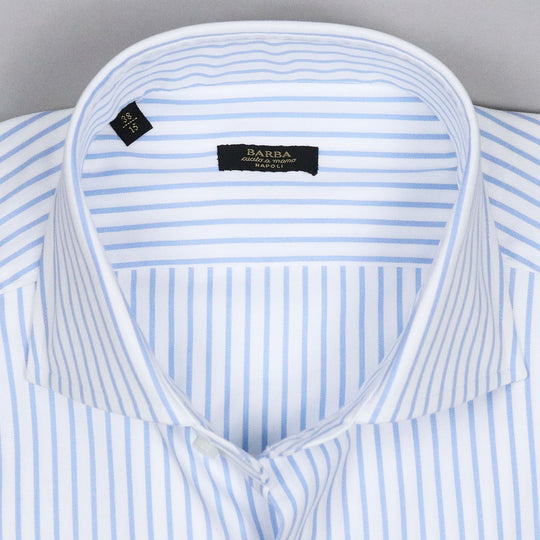 White Blue Striped Slim Fit Cutaway Shirt