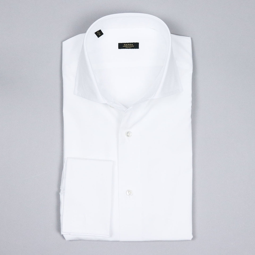 White Double Cuff Slim Fit Cutaway Shirt