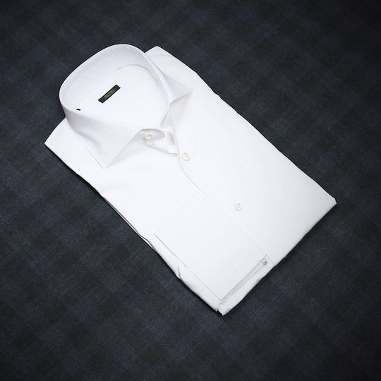 White Double Cuff Slim Fit Cutaway Shirt