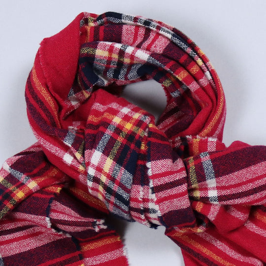 Red Yellow Black Checked Lambswool Cashmere Scarf