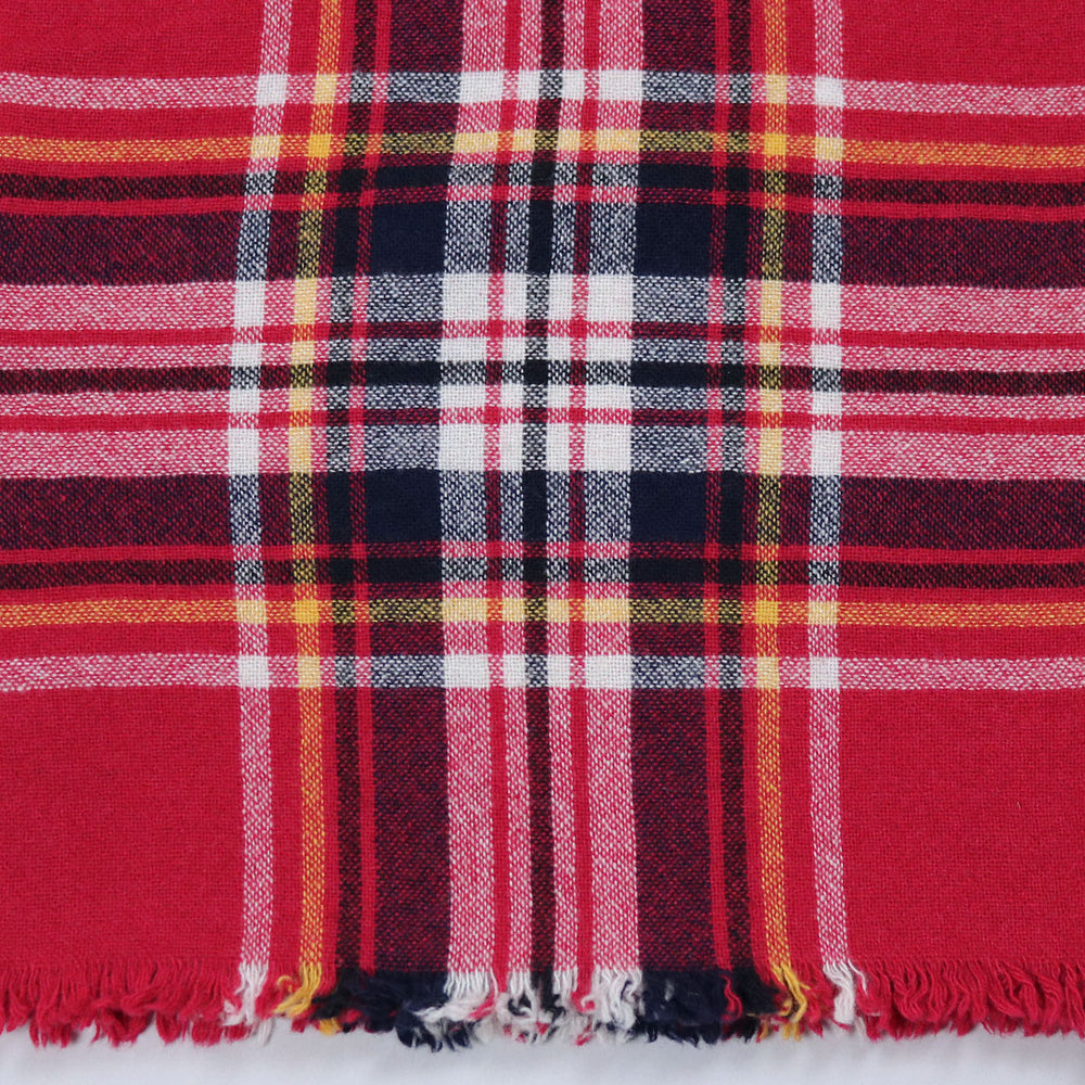 Red Yellow Black Checked Lambswool Cashmere Scarf