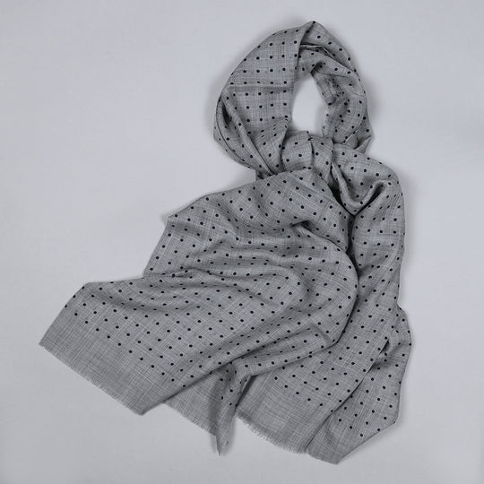 Grey Polka Dot Cashmere Scarf