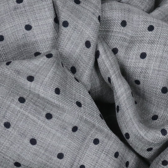 Grey Polka Dot Cashmere Scarf
