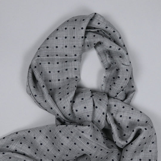 Grey Polka Dot Cashmere Scarf