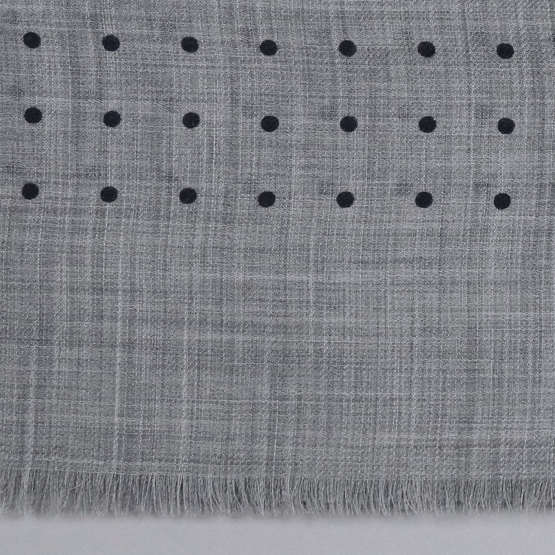 Grey Polka Dot Cashmere Scarf