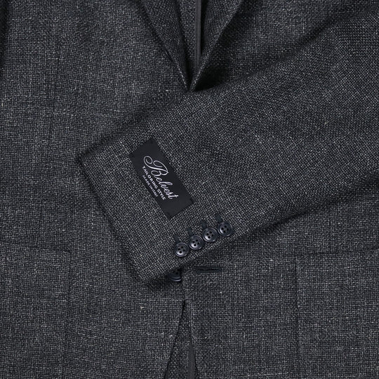 Dark Grey Hopsack Wool Linen Blazer