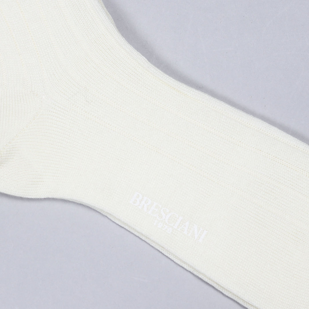 Cream Ribbed Wool Ankle Length Socks