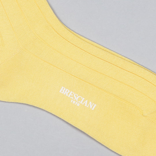Yellow Wide Ribbed Ankle Length Cotton Socks