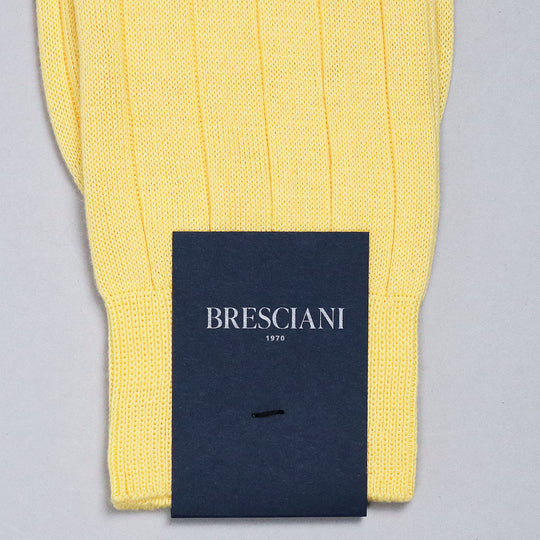 Yellow Wide Ribbed Ankle Length Cotton Socks