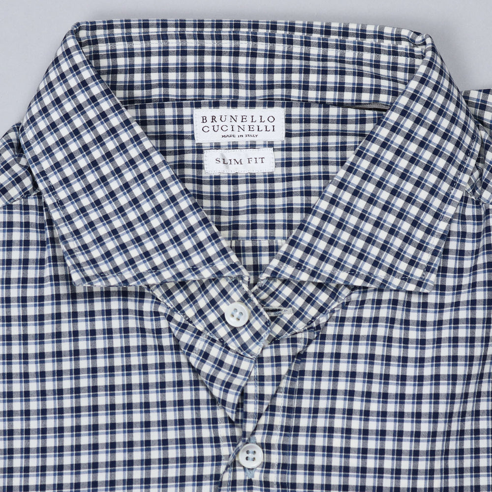 Blue White Checked Cotton Casual Shirt