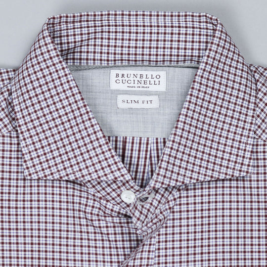 Brown Blue White Checked Cotton Casual Shirt