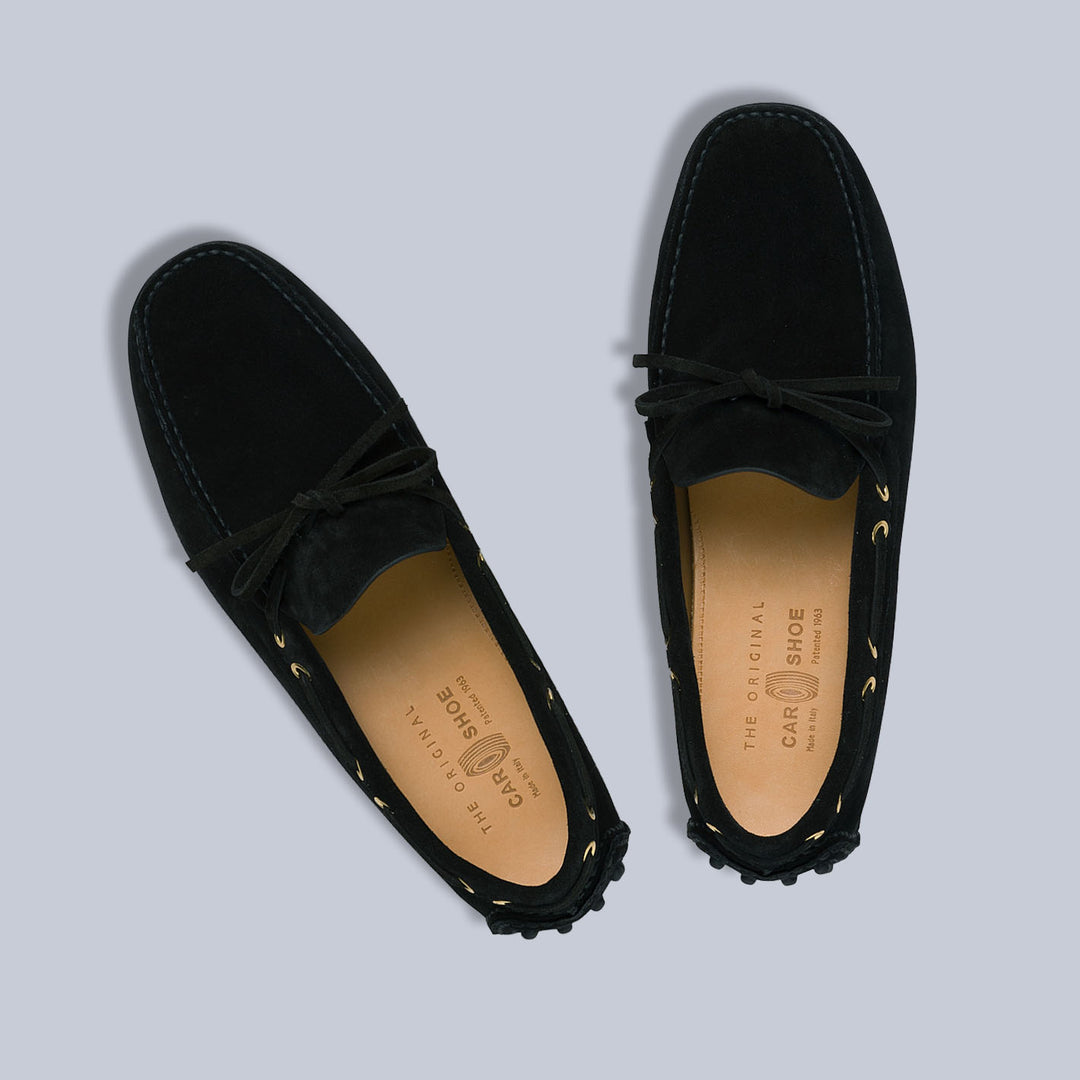 Black Suede Driving Loafers