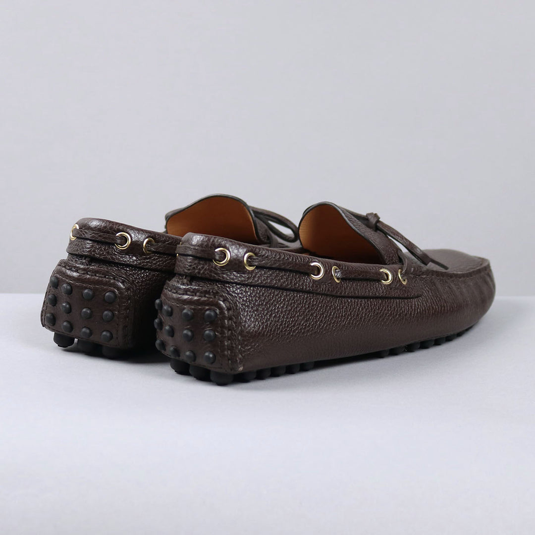 Brown Grain Leather Driving Loafers