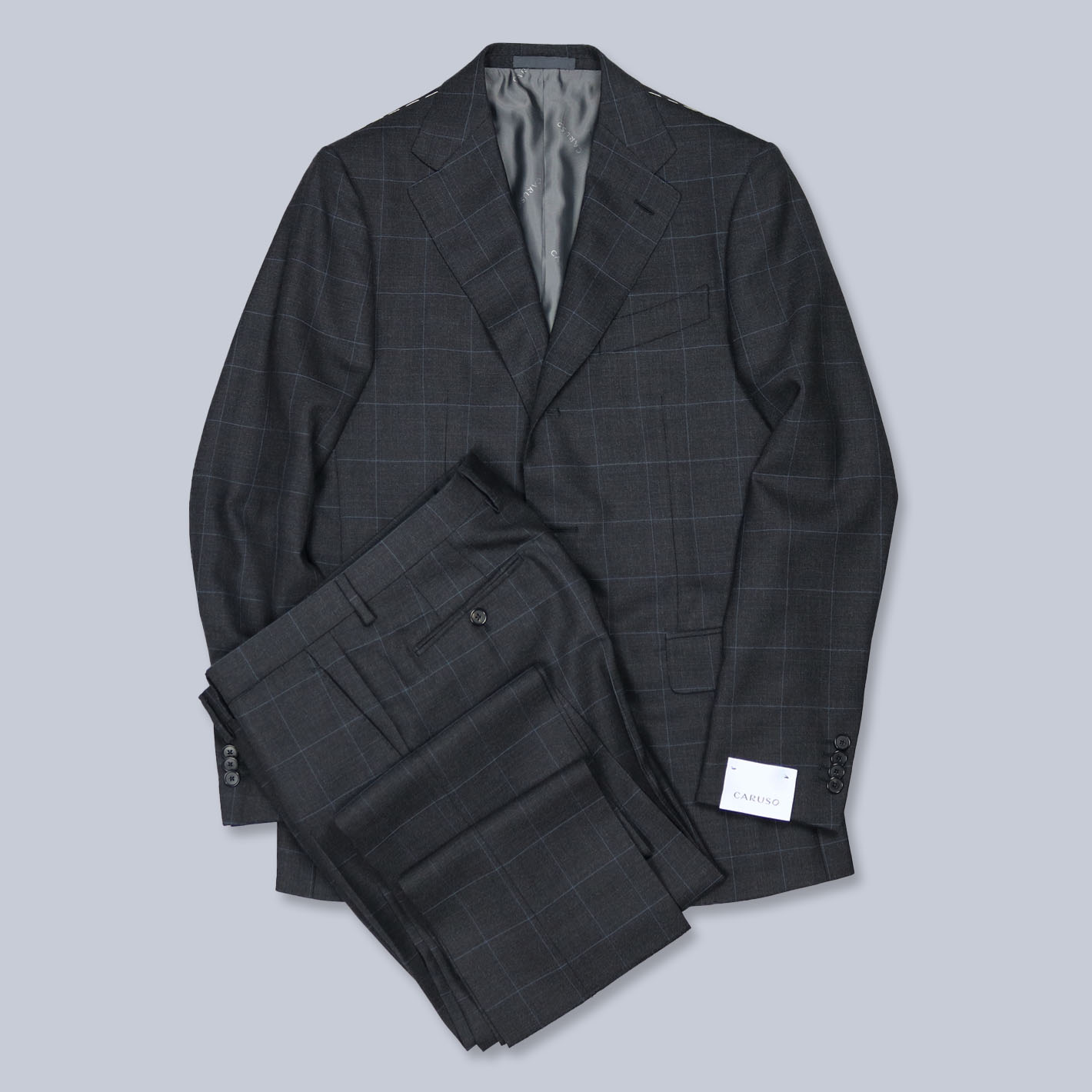 Grey Blue Windowpane Wool Suit – Lund & Lund