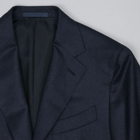 Navy Micro Checked Superfine Wool Suit