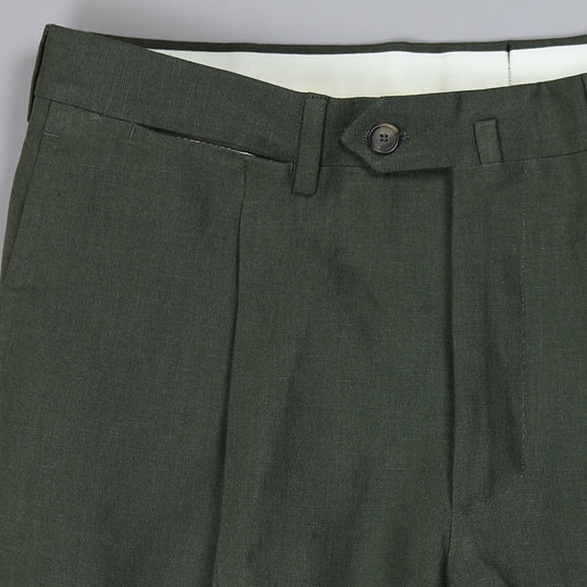 Green Casual Linen Suit