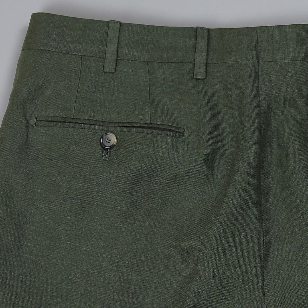 Green Casual Linen Suit