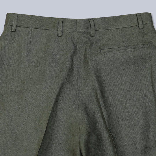 Green Linen Modello E Trousers